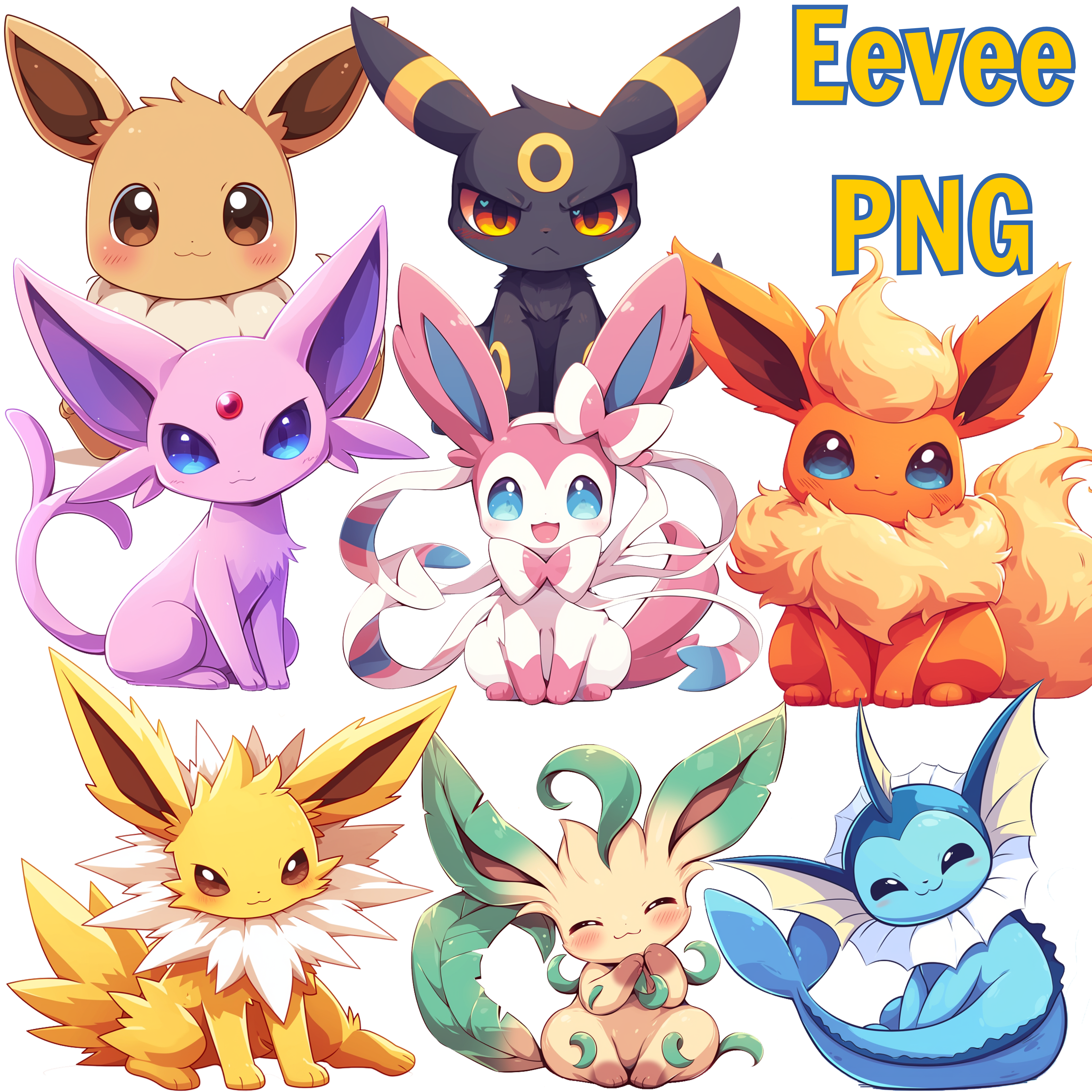 Cute Eeveelution Images - PNG Digital Files